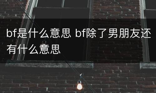 bf是什么意思 bf除了男朋友还有什么意思