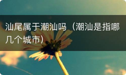 汕尾属于潮汕吗（潮汕是指哪几个城市）