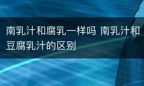 南乳汁和腐乳一样吗 南乳汁和豆腐乳汁的区别