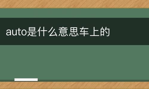 auto是什么意思车上的