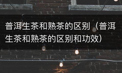 普洱生茶和熟茶的区别（普洱生茶和熟茶的区别和功效）