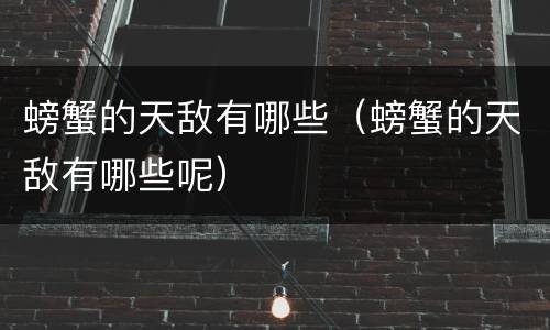 螃蟹的天敌有哪些（螃蟹的天敌有哪些呢）