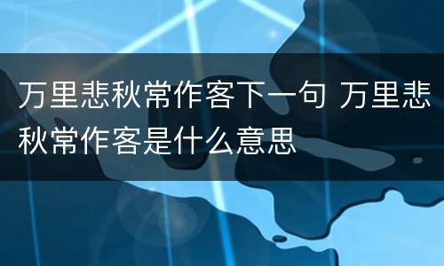 万里悲秋常作客下一句 万里悲秋常作客是什么意思