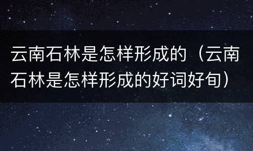 云南石林是怎样形成的（云南石林是怎样形成的好词好旬）