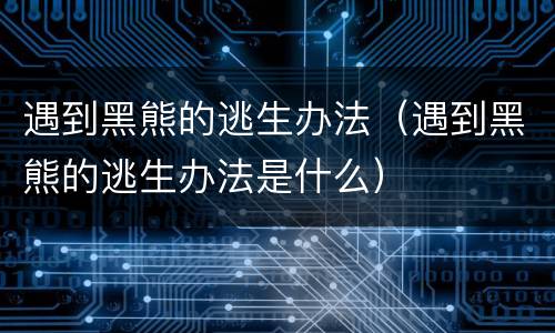 遇到黑熊的逃生办法（遇到黑熊的逃生办法是什么）