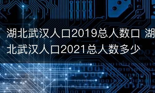 湖北武汉人口2019总人数口 湖北武汉人口2021总人数多少