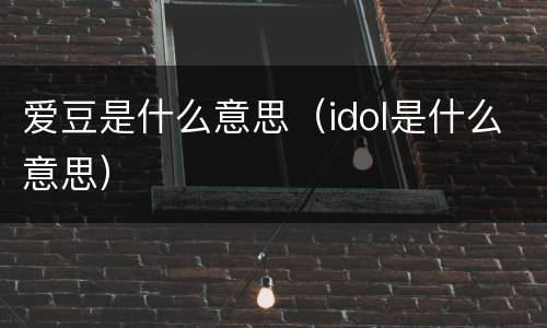 爱豆是什么意思（idol是什么意思）