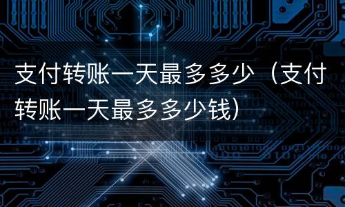 支付转账一天最多多少（支付转账一天最多多少钱）
