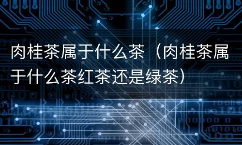 肉桂茶属于什么茶（肉桂茶属于什么茶红茶还是绿茶）