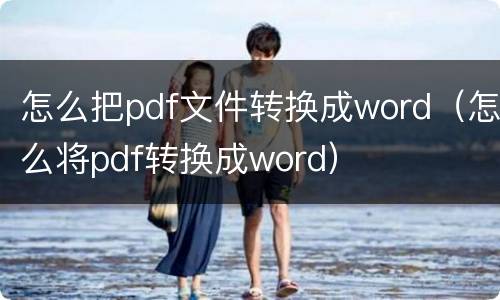 怎么把pdf文件转换成word（怎么将pdf转换成word）