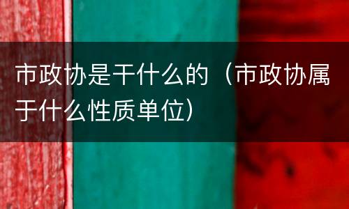 市政协是干什么的（市政协属于什么性质单位）