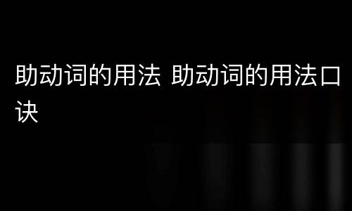 助动词的用法 助动词的用法口诀