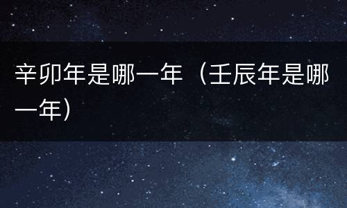 辛卯年是哪一年（壬辰年是哪一年）