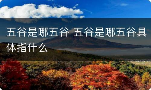 五谷是哪五谷 五谷是哪五谷具体指什么