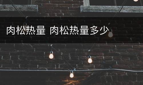 肉松热量 肉松热量多少