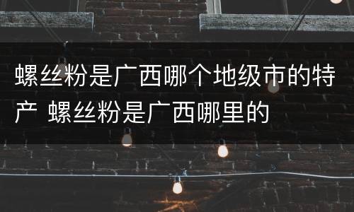 螺丝粉是广西哪个地级市的特产 螺丝粉是广西哪里的