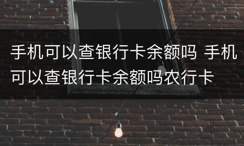 手机可以查银行卡余额吗 手机可以查银行卡余额吗农行卡