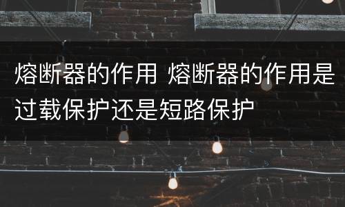 熔断器的作用 熔断器的作用是过载保护还是短路保护