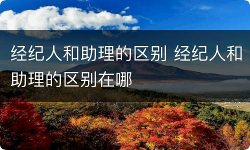 经纪人和助理的区别 经纪人和助理的区别在哪