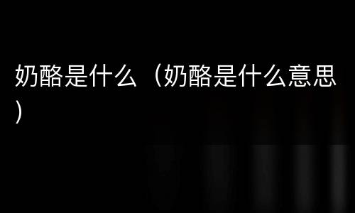 奶酪是什么（奶酪是什么意思）