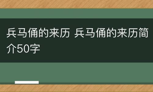 兵马俑的来历 兵马俑的来历简介50字