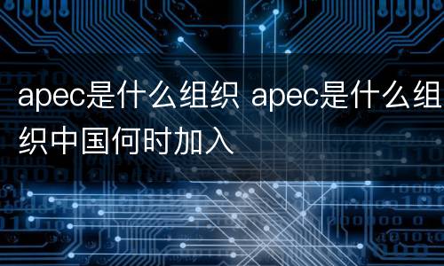 apec是什么组织 apec是什么组织中国何时加入