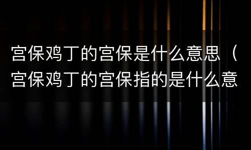宫保鸡丁的宫保是什么意思（宫保鸡丁的宫保指的是什么意思）
