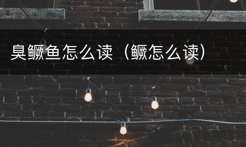 臭鳜鱼怎么读（鳜怎么读）