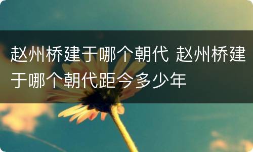 赵州桥建于哪个朝代 赵州桥建于哪个朝代距今多少年