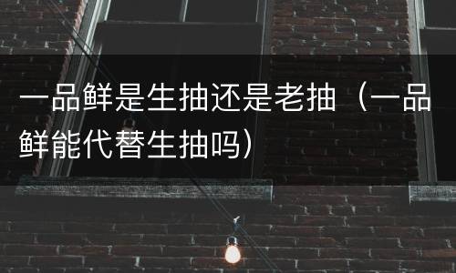 一品鲜是生抽还是老抽（一品鲜能代替生抽吗）