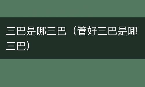 三巴是哪三巴（管好三巴是哪三巴）