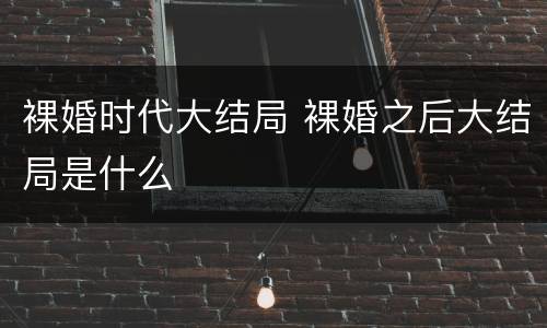 裸婚时代大结局 裸婚之后大结局是什么