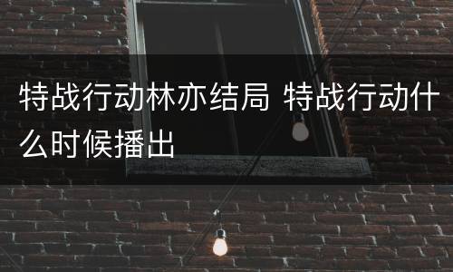 特战行动林亦结局 特战行动什么时候播出