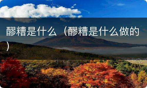 醪糟是什么（醪糟是什么做的）