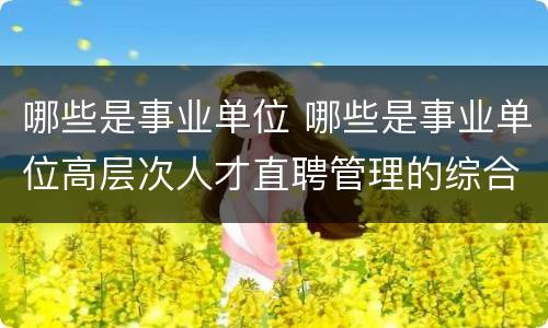 哪些是事业单位 哪些是事业单位高层次人才直聘管理的综合管理部门