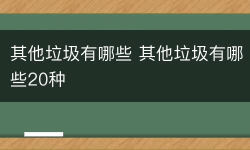 其他垃圾有哪些 其他垃圾有哪些20种