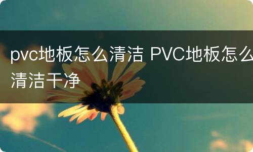 pvc地板怎么清洁 PVC地板怎么清洁干净