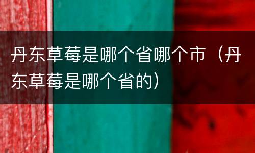 丹东草莓是哪个省哪个市（丹东草莓是哪个省的）