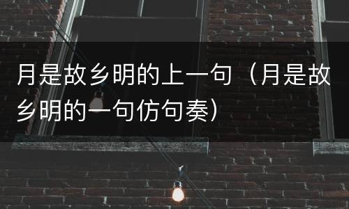 月是故乡明的上一句（月是故乡明的一句仿句奏）