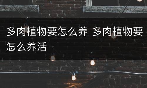 多肉植物要怎么养 多肉植物要怎么养活