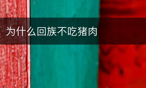 为什么回族不吃猪肉