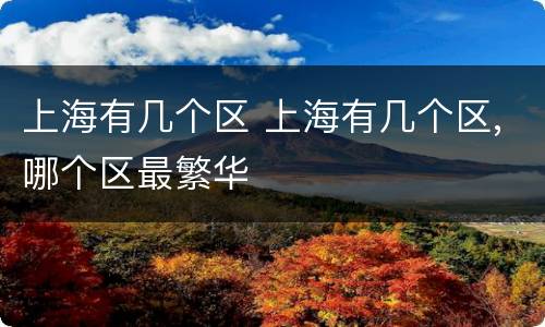 上海有几个区 上海有几个区,哪个区最繁华