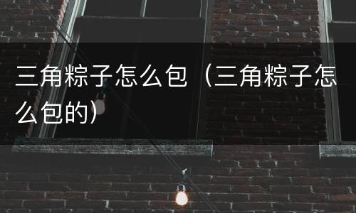三角粽子怎么包（三角粽子怎么包的）