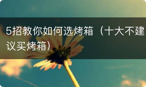 5招教你如何选烤箱（十大不建议买烤箱）
