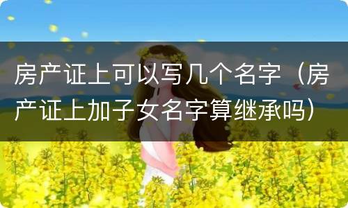房产证上可以写几个名字（房产证上加子女名字算继承吗）