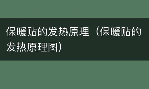 保暖贴的发热原理（保暖贴的发热原理图）