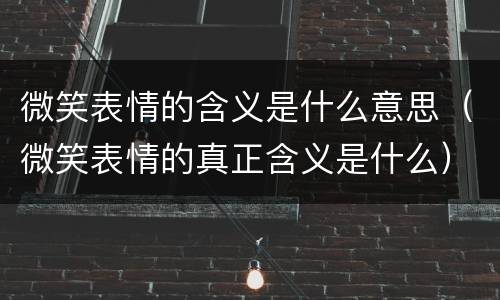 微笑表情的含义是什么意思（微笑表情的真正含义是什么）