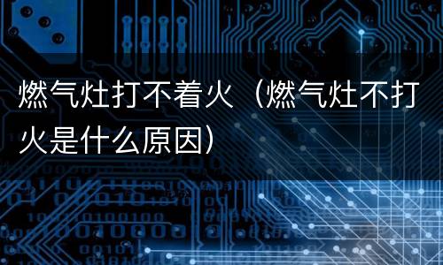 燃气灶打不着火（燃气灶不打火是什么原因）