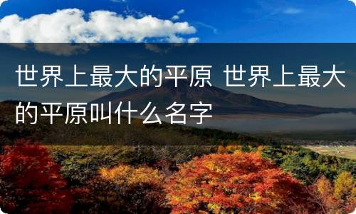 世界上最大的平原 世界上最大的平原叫什么名字