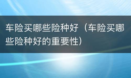 车险买哪些险种好（车险买哪些险种好的重要性）